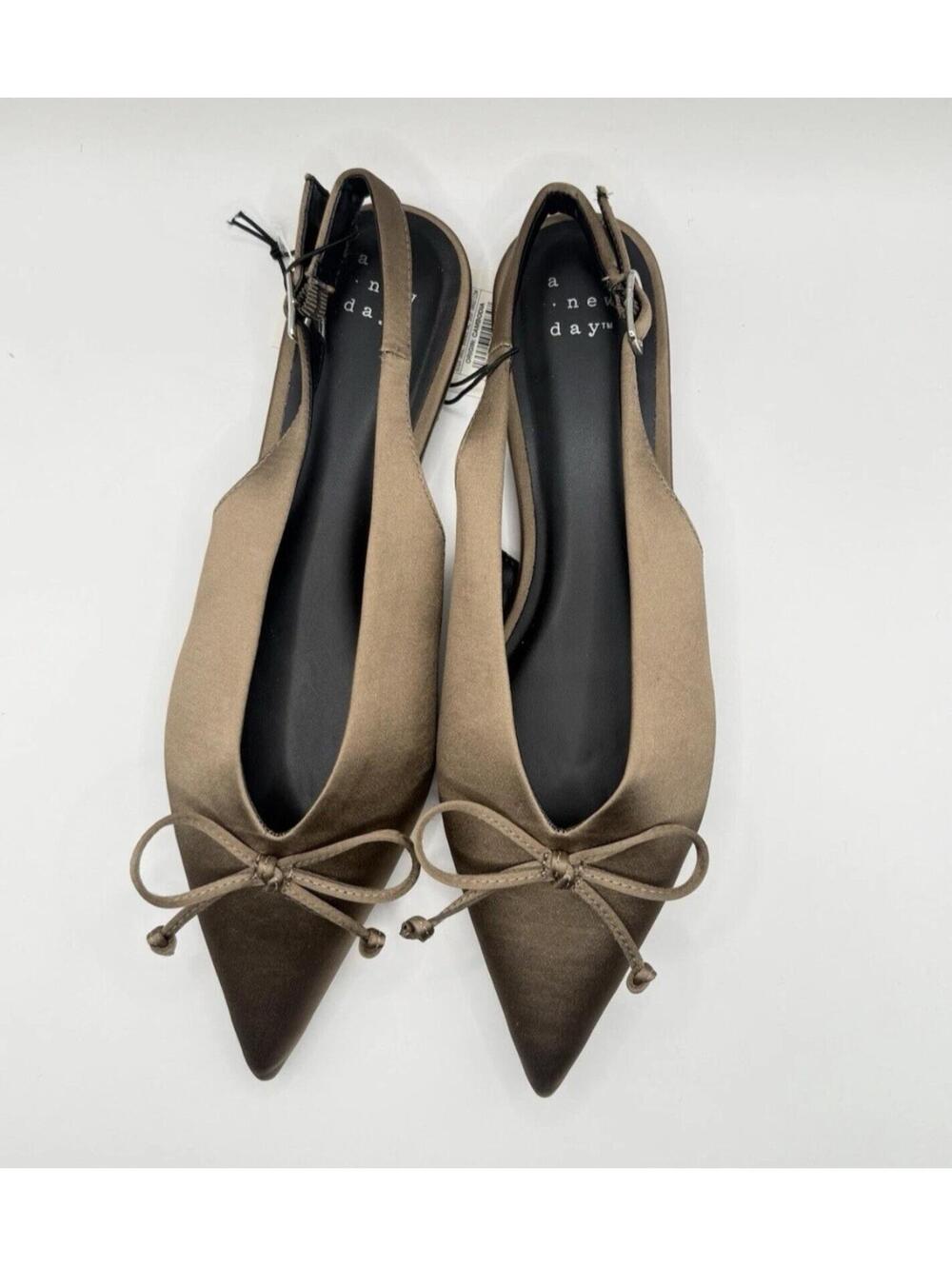 A New Day Women’s Camille Satin Slingback Bow Flats  Size 6.5
